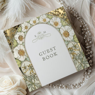 Magnolia Gold Wedding Art Nouveau Guest Book