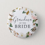 Magnolia Grandma of the Bride Bridal Shower 6 Cm Round Badge<br><div class="desc">This magnolia grandma of the bride bridal shower button is perfect for a modern simple wedding shower. The soft floral design features watercolor blush pink peonies,  stunning white magnolia flowers and cotton with gold and green leaves in a luxurious arrangement.</div>
