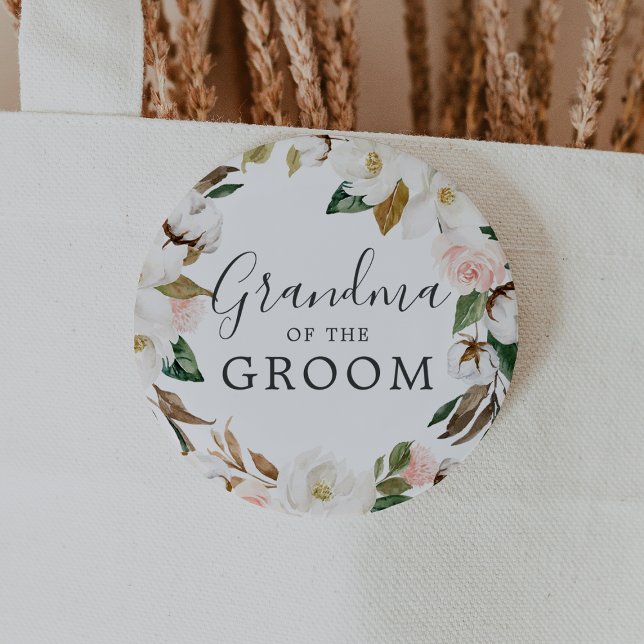 Magnolia Grandma of the Groom Bridal Shower 6 Cm Round Badge (Creator Uploaded)