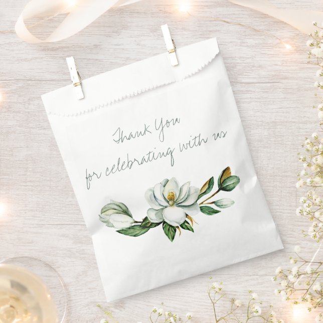 Magnolia Greenery Bridal Shower Favour Bag (Clipped)