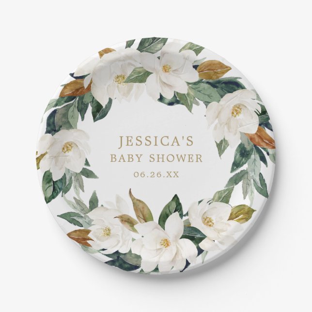 Magnolia Greenery Paper Plates (Front)