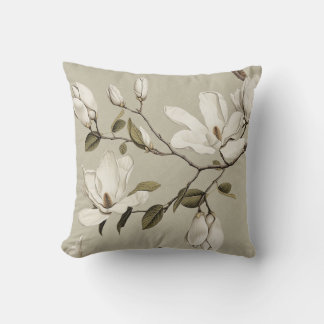 Magnolia Grove with Owls 04 Ecru Beige Cushion