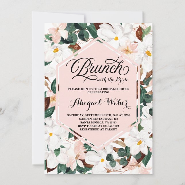 Magnolia invitation, Brunch with the Bride Invitation (Front)
