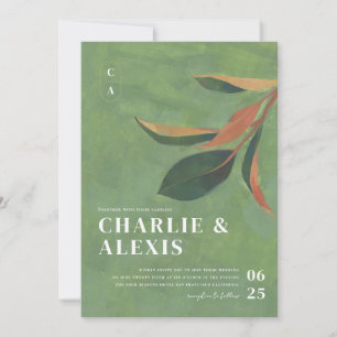 Magnolia Leaves Botanical Wedding Invitation