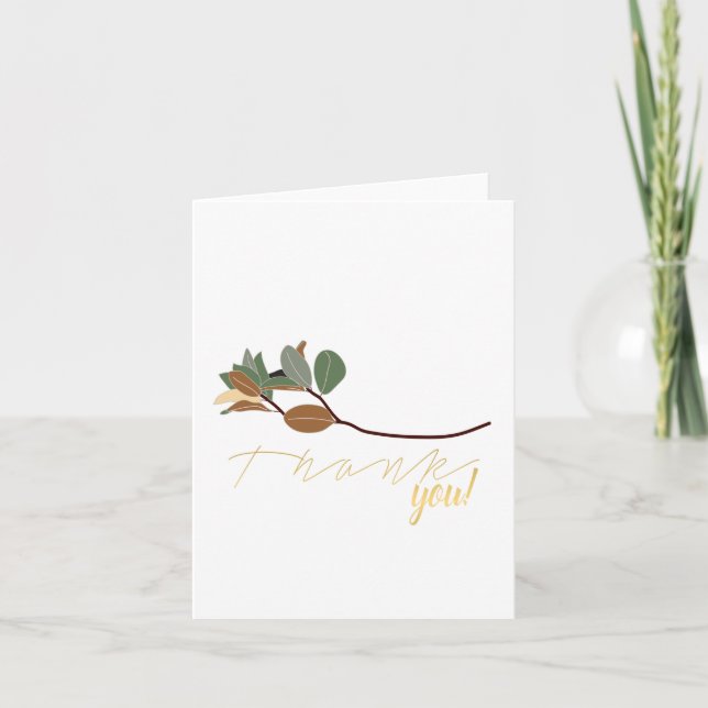 Magnolia Leaves Thank You Card (Front)