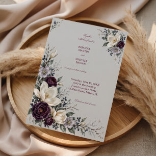 Magnolia Light Meets Aubergine Romance Invitation