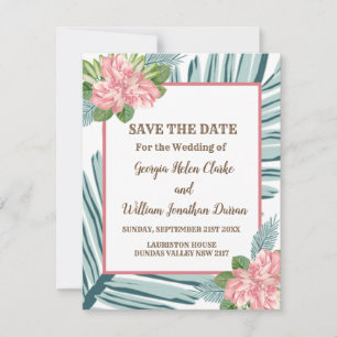 Magnolia Lilies Bouquet Wedding Save The Date Invitation