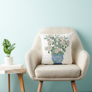 Magnolia Magnolias Chinoiserie Ginger Jar Jars   Cushion