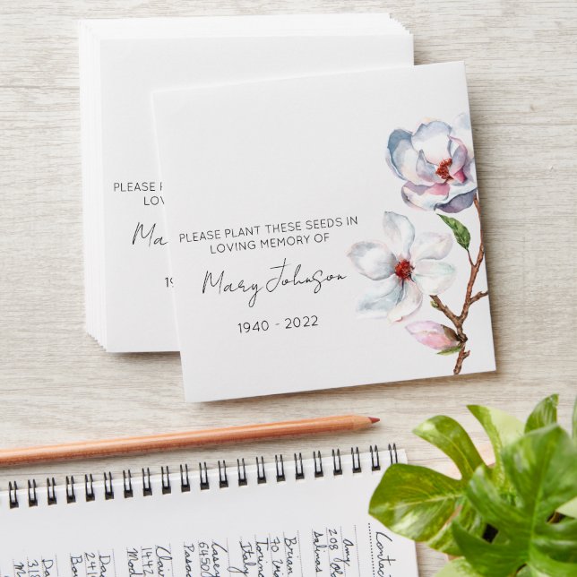 Magnolia Memorial Funeral Seed Envelope (Stacked)