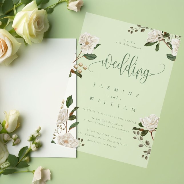 Magnolia Modern Wedding  Acrylic Invitations (Creator Uploaded)