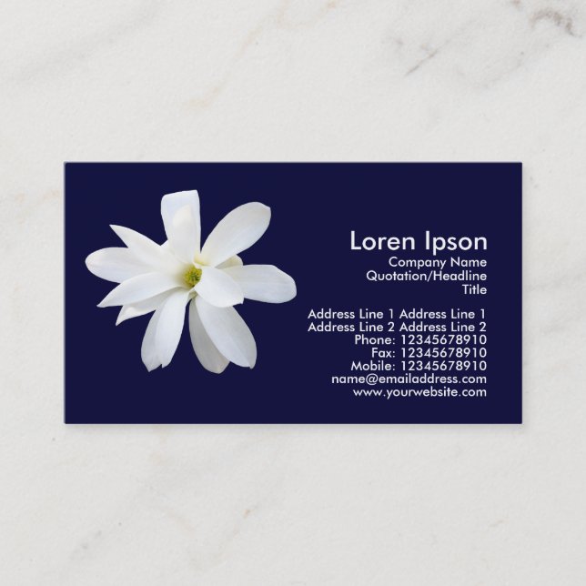 Magnolia - Navy Blue Business Card (Front)