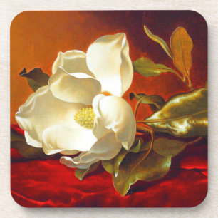 Magnolia on Red Velvet Martin Johnson Heade Coaster