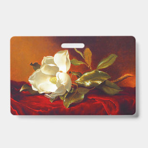 Magnolia on Red Velvet Martin Johnson Heade ID Badge