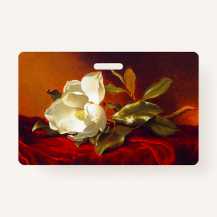 Magnolia on Red Velvet Martin Johnson Heade ID Badge