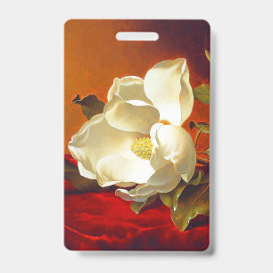 Magnolia on Red Velvet Martin Johnson Heade ID Badge