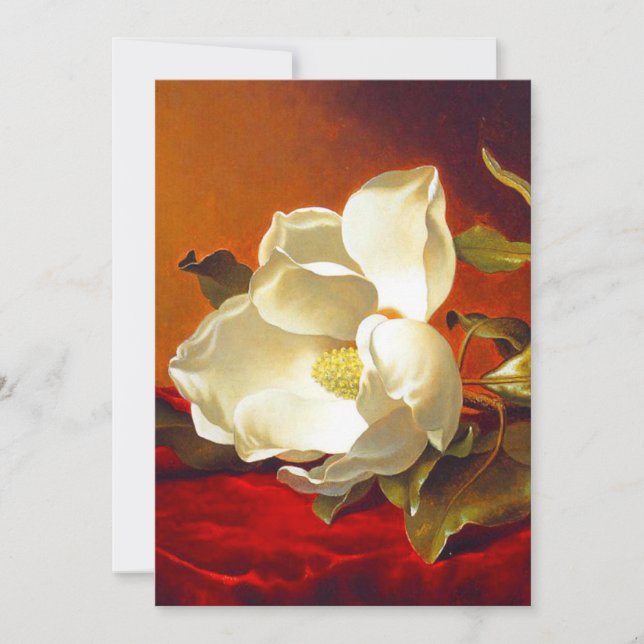 Magnolia on Red Velvet Martin Johnson Heade Invitation (Front)