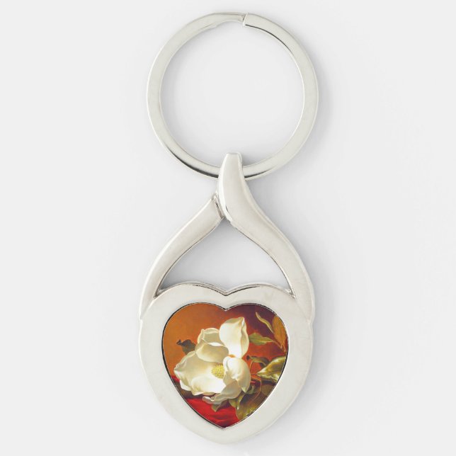 Magnolia on Red Velvet Martin Johnson Heade Key Ring (Front)
