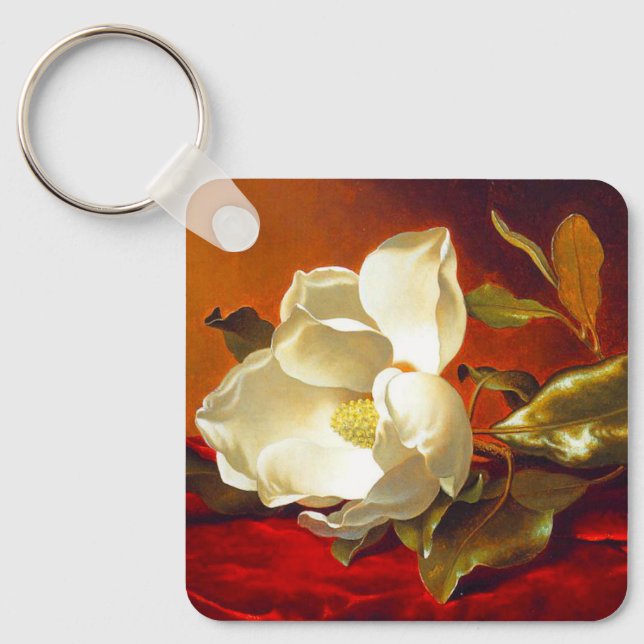 Magnolia on Red Velvet Martin Johnson Heade Key Ring (Front)