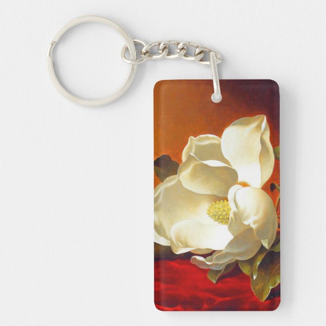 Magnolia on Red Velvet Martin Johnson Heade Key Ring (Front)