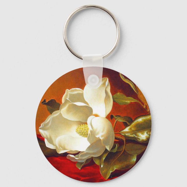 Magnolia on Red Velvet Martin Johnson Heade Key Ring (Front)