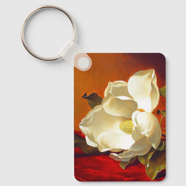 Magnolia on Red Velvet Martin Johnson Heade Key Ring (Front)