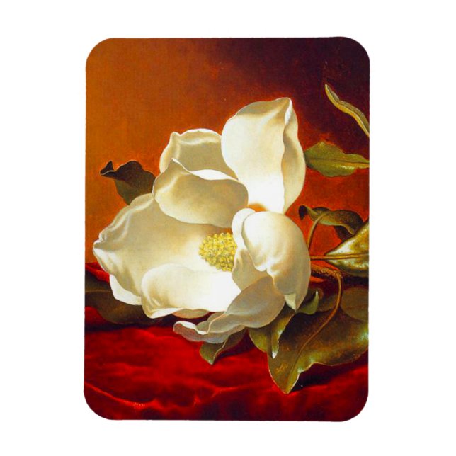 Magnolia on Red Velvet Martin Johnson Heade Magnet (Vertical)