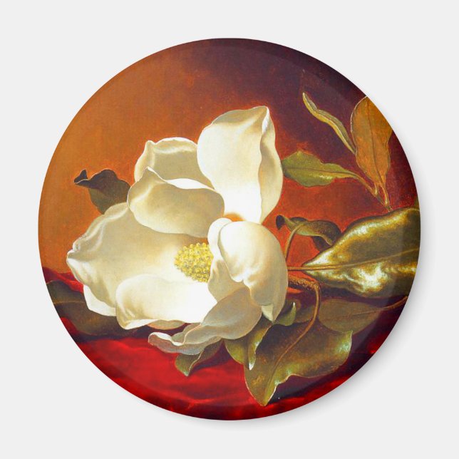 Magnolia on Red Velvet Martin Johnson Heade Magnet (Front)