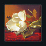 Magnolia on Red Velvet Martin Johnson Heade Magnet<br><div class="desc">Magnet featuring Martin Johnson Heade’s oil painting A Magnolia on Red Velvet (1885-95). A beautiful white magnolia rests upon red velvet. A marvellous gift for floral art lovers and American art enthusiasts!</div>