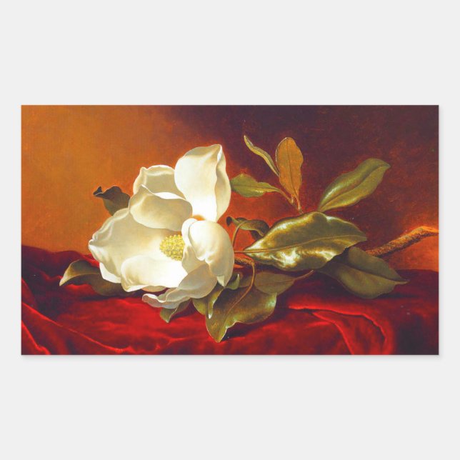Magnolia on Red Velvet Martin Johnson Heade Rectangular Sticker (Front)