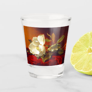 Magnolia on Red Velvet Martin Johnson Heade Shot Glass