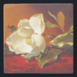 Magnolia on Red Velvet Martin Johnson Heade Stone Coaster<br><div class="desc">Stone Coaster featuring Martin Johnson Heade’s oil painting A Magnolia on Red Velvet (1885-95). A beautiful white magnolia rests upon red velvet. A marvellous gift for floral art lovers and American art enthusiasts!</div>