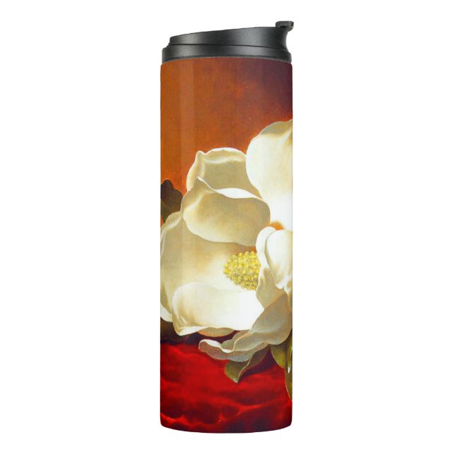 Magnolia on Red Velvet Martin Johnson Heade Thermal Tumbler (Rotated Left)
