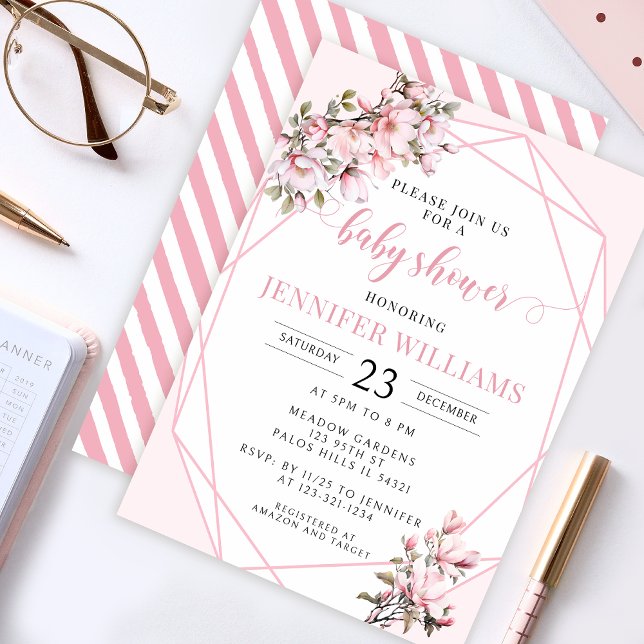 Magnolia pastel floral baby girl shower invitation (Creator Uploaded)