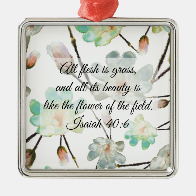 Magnolia Pattern Bible Verse Christmas Ornament (Front)