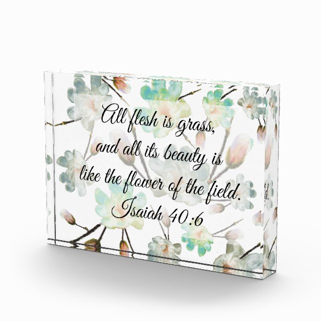 Magnolia Pattern Bible Verse Photo Block (Right)
