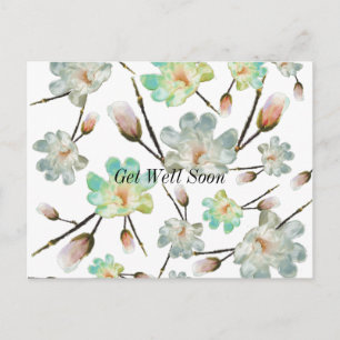 Magnolia Pattern Get Well Soon Postcard