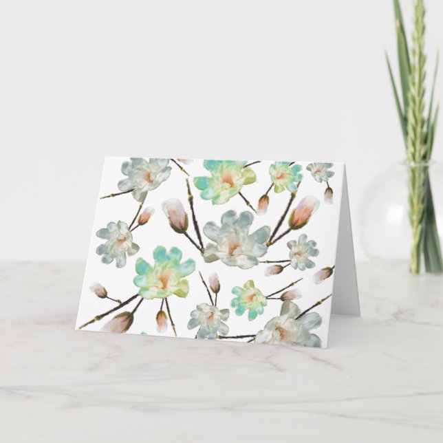 Magnolia Pattern Greeting Card (Front)