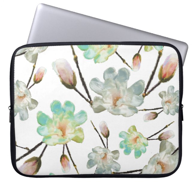 Magnolia Pattern Laptop Sleeve (Front)