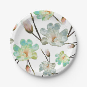 Magnolia Pattern Paper Plates