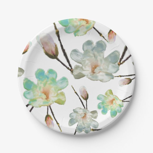 Magnolia Pattern Paper Plates (Front)