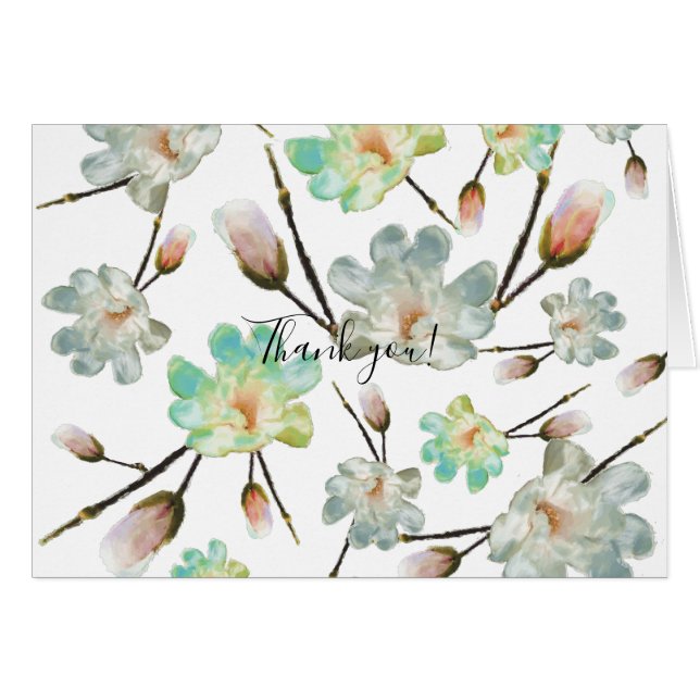 Magnolia Pattern Thank you Notecard (Front Horizontal)