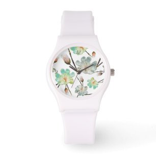 Magnolia Pattern White Watch