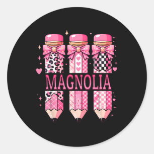 Magnolia Personalised Name Pencil Back To School Classic Round Sticker