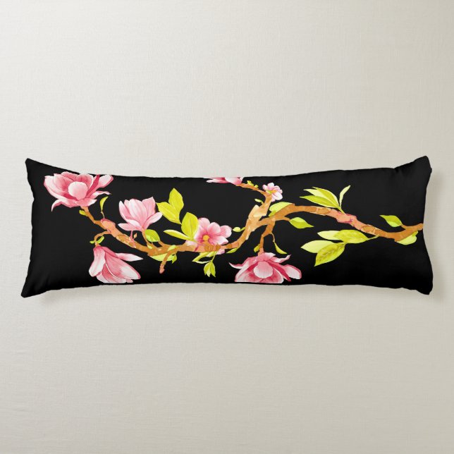 Magnolia Pillow Black (Front)