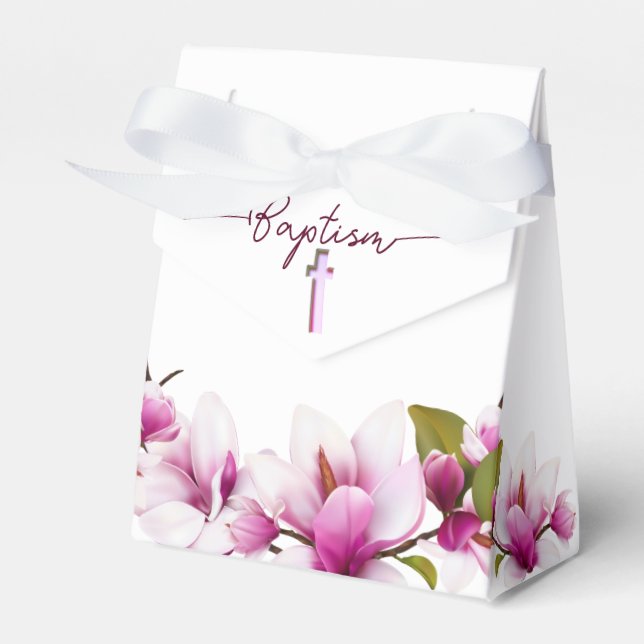 Magnolia Pink Floral Favour Box (Front Side)
