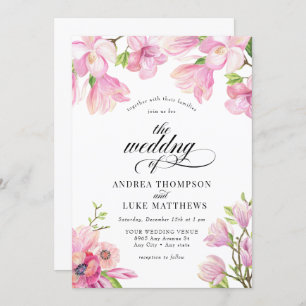  Magnolia   Pink Floral Wedding Invitations