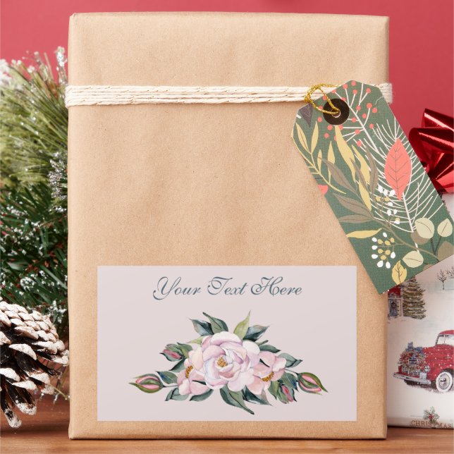 Magnolia Pink Flowers in Full Bloom Rectangular Sticker (Holiday)