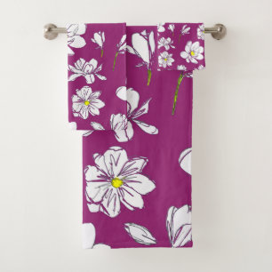 Magnolia Raspberry Bath Towel Set