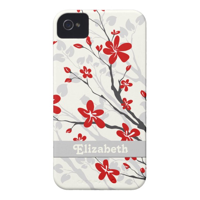 Magnolia red flowers floral custom Case-Mate iPhone case (Back)