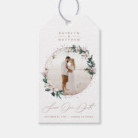 Magnolia & Rose Gold Circle Photo Save The Date